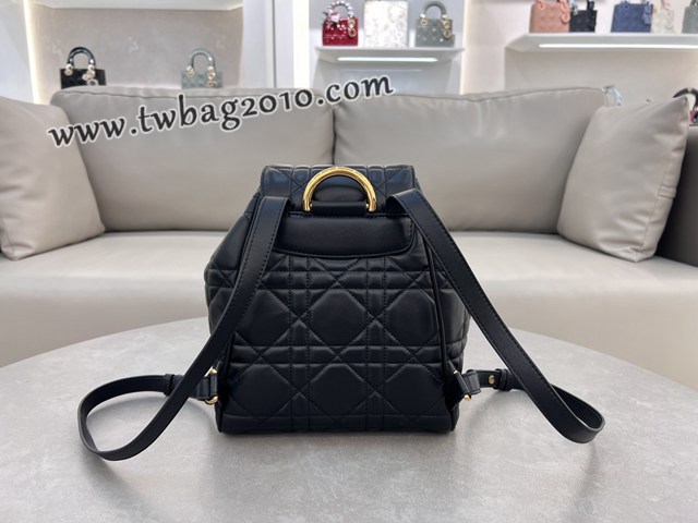 Dior专柜新款迪奥顶级原单Caro双肩背包黑色羊皮革超大藤格 djfk1034